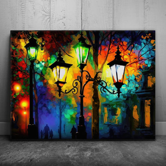 Colorful Street Lanterns Posters, Prints, & Visual Artwork TheGoatWallArt LANDSCAPE 24x18 0.75" STANDARD
