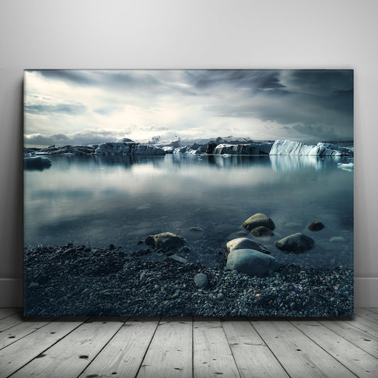 Frozen Serenity - Iceland Posters, Prints, & Visual Artwork TheGoatWallArt LANDSCAPE 24x18 0.75" STANDARD