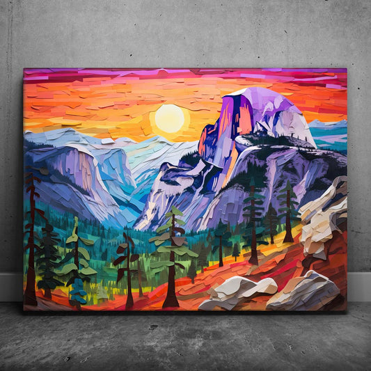 Glacier Point, Yosemite - Paper Design Style Posters, Prints, & Visual Artwork TheGoatWallArt LANDSCAPE 24x18 0.75" STANDARD
