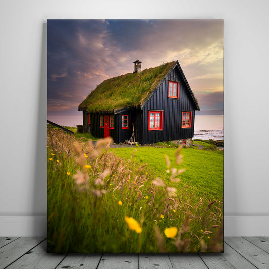 Hobbit House Paradise - Faroes Posters, Prints, & Visual Artwork TheGoatWallArt PORTRAIT 18x24 0.75" STANDARD