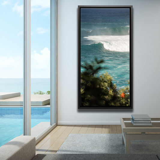 Jaws Flower Surf, Maui Posters, Prints, & Visual Artwork TheGoatWallArt PORTRAIT - TALL 15x30 1.70" BLACK FRAME
