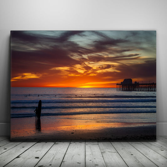 Last Light Surfers Posters, Prints, & Visual Artwork TheGoatWallArt LANDSCAPE 24x18 0.75" STANDARD