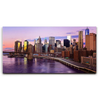 Lower Manhattan Skyline Panoramic View From Manhattan Bridge