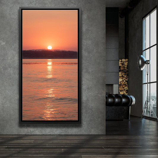 Orange Ocean Sunrise, California Posters, Prints, & Visual Artwork TheGoatWallArt PORTRAIT - TALL 15x30 1.70" BLACK FRAME