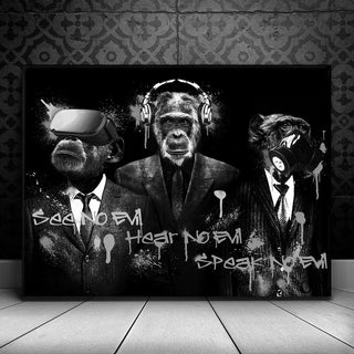 Three Wise Monkeys - Black & White