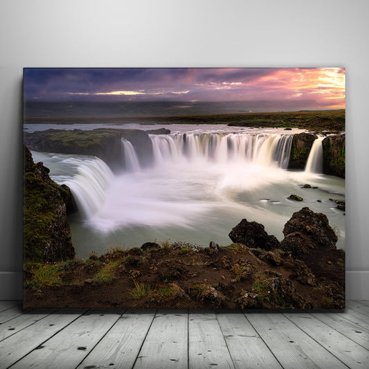 Waterfall of the God - Godafoss - Iceland Posters, Prints, & Visual Artwork TheGoatWallArt LANDSCAPE 24x18 0.75" STANDARD