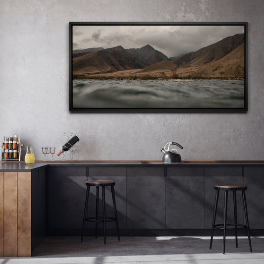 West Mountains, Maui Posters, Prints, & Visual Artwork TheGoatWallArt LANDSCAPE - WIDE 30x15 1.70" BLACK FRAME