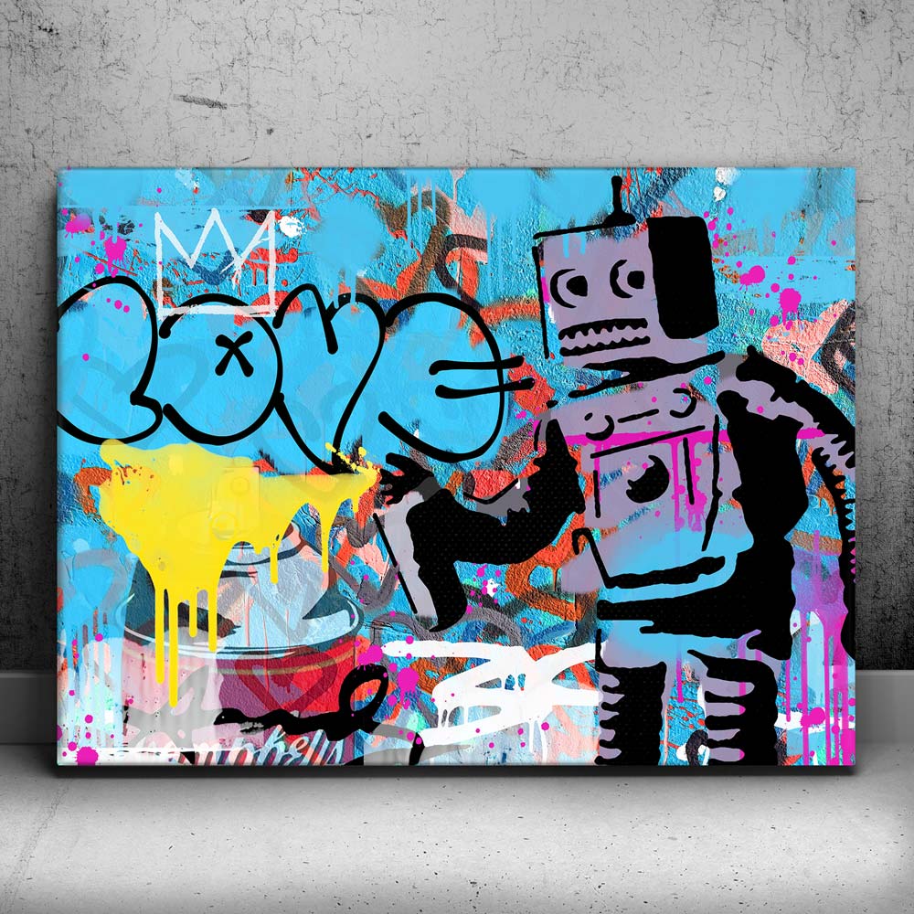 Robot Graffiti - Banksy Street Art Canvas selling