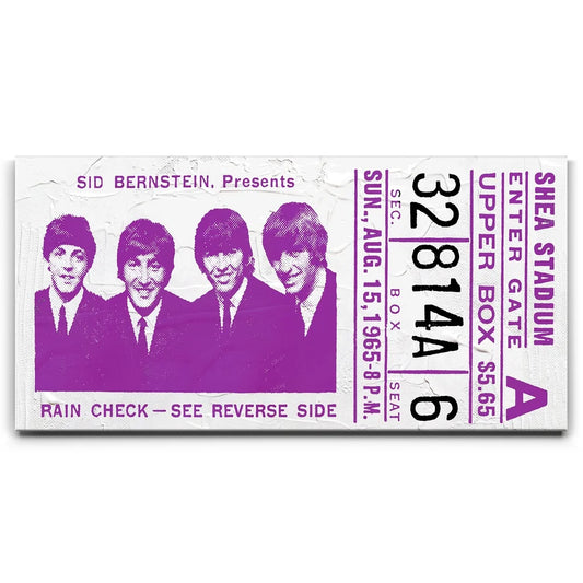 1965 Beatles SHEA Stadium Ticket Stub Posters, Prints, & Visual Artwork TheGoatWallArt LANDSCAPE - WIDE 30x15 0.75" STANDARD