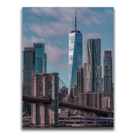 1 World Trade Center And Brooklyn Bridge Posters, Prints, & Visual Artwork TheGoatWallArt PORTRAIT 18x24 0.75" STANDARD