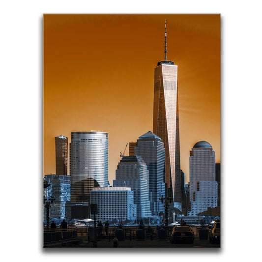 1 World Trade Center And Lower Manhattan At Sunset Posters, Prints, & Visual Artwork TheGoatWallArt PORTRAIT 18x24 0.75" STANDARD