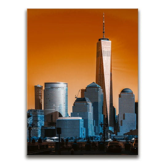 1 World Trade Center And Lower Manhattan At Sunset Posters, Prints, & Visual Artwork TheGoatWallArt PORTRAIT 18x24 0.75" STANDARD