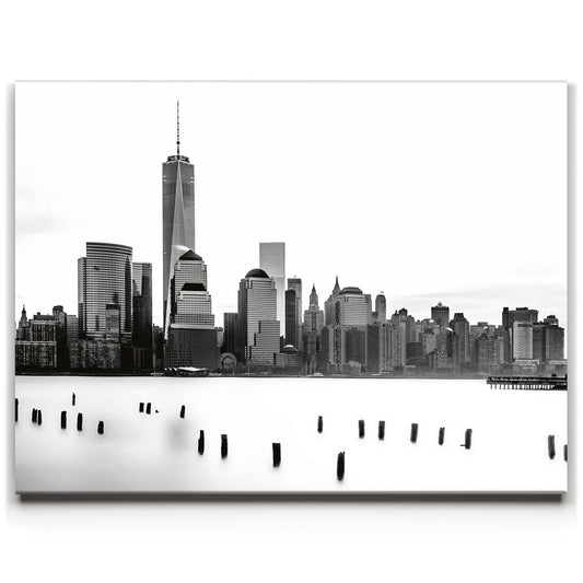 1 World Trade Center And Lower Manhattan Black And White Posters, Prints, & Visual Artwork TheGoatWallArt LANDSCAPE 24x18 0.75" STANDARD