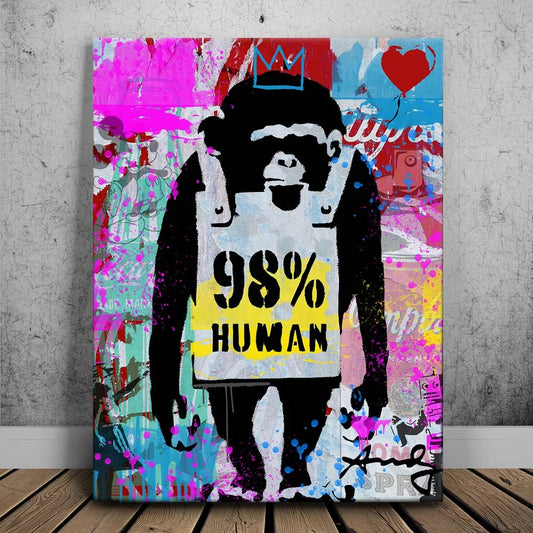 98% Human - Banksy Warhol Mashup Posters, Prints, & Visual Artwork TheGoatWallArt PORTRAIT 18x24 0.75" STANDARD