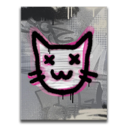 Abstract Pink Graffiti Cat Posters, Prints, & Visual Artwork TheGoatWallArt PORTRAIT 18x24 0.75" STANDARD