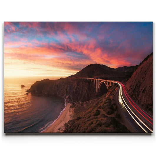 Big Sur Sunset - Big Sur, California Posters, Prints, & Visual Artwork TheGoatWallArt LANDSCAPE 24x18 0.75" STANDARD