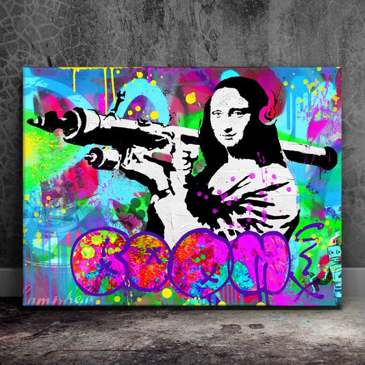 Boom - Banksy Warhol Mashup Posters, Prints, & Visual Artwork TheGoatWallArt LANDSCAPE 24x18 0.75" STANDARD