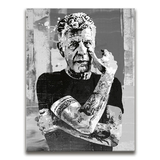 Bourdain Canvas Set - Black & White Posters, Prints, & Visual Artwork TheGoatWallArt PORTRAIT 18x24 0.75" STANDARD