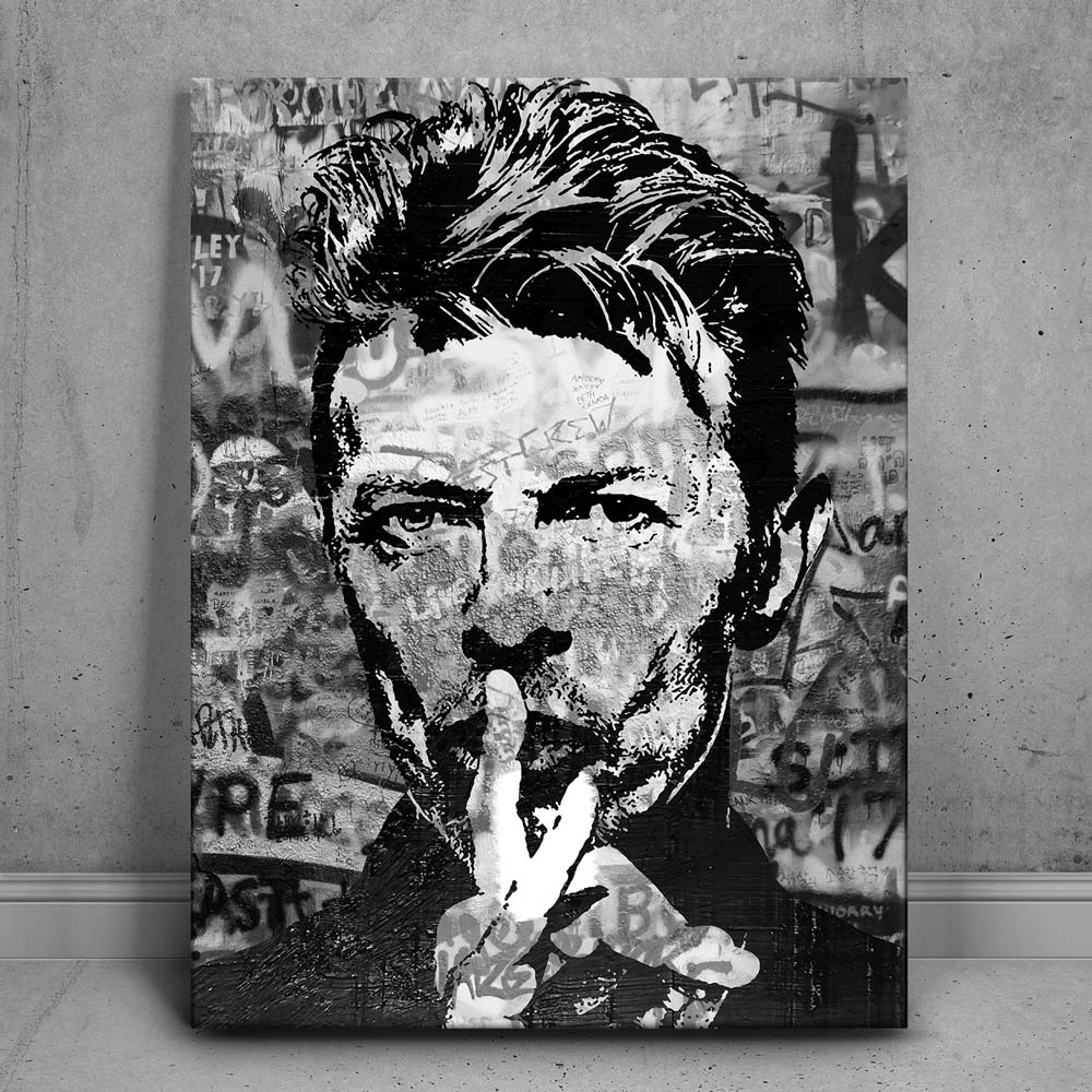 Bowie Graffiti Canvas Set - B & W