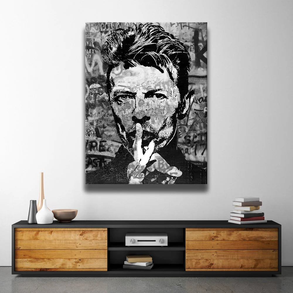 Featured image 2 for Bowie Graffiti Canvas Set - B & W