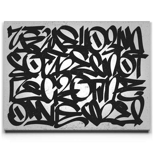 Calligraphy II - Black and White Posters, Prints, & Visual Artwork TheGoatWallArt LANDSCAPE 24x18 0.75" STANDARD