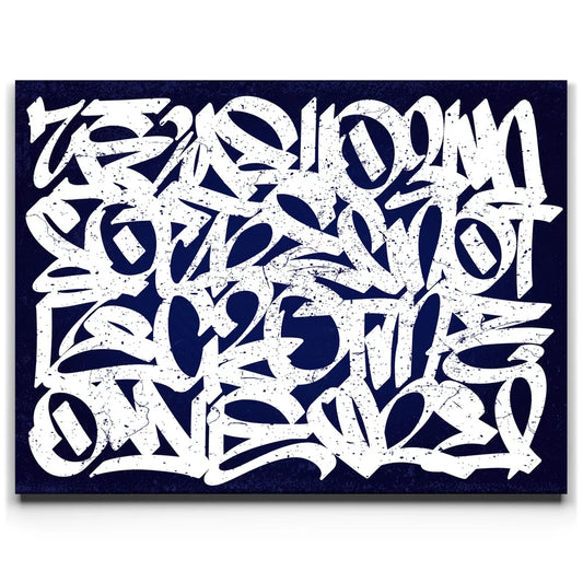 Calligraphy II - Blue Posters, Prints, & Visual Artwork TheGoatWallArt LANDSCAPE 24x18 0.75" STANDARD