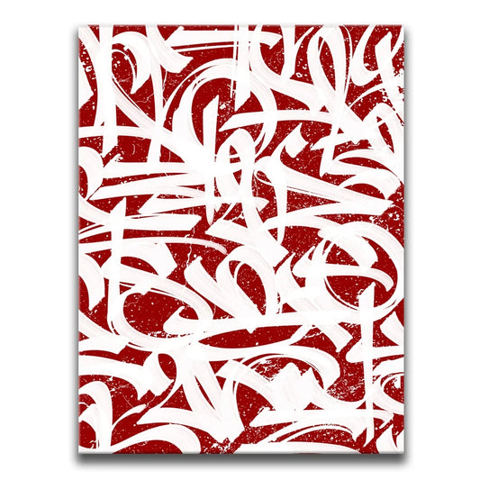 Calligraphy V - Red Posters, Prints, & Visual Artwork TheGoatWallArt PORTRAIT 18x24 0.75" STANDARD