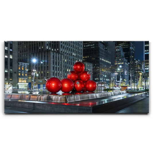 Christmas Decorations In Front Of Radio City Music Hall, New York City Posters, Prints, & Visual Artwork TheGoatWallArt LANDSCAPE - WIDE 30x15 0.75" STANDARD