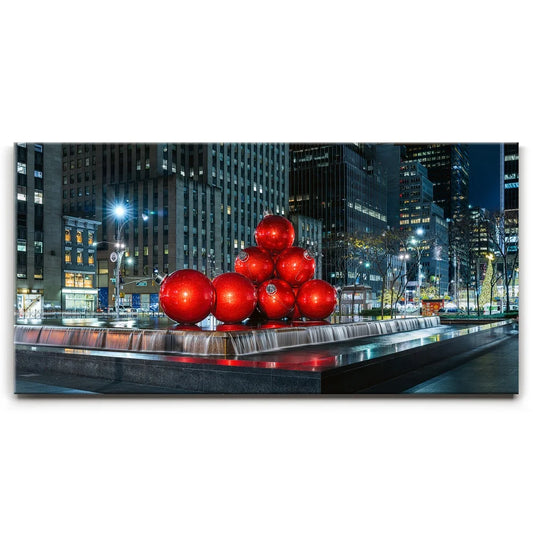 Christmas Decorations In Front Of Radio City Music Hall, New York City Posters, Prints, & Visual Artwork TheGoatWallArt LANDSCAPE - WIDE 30x15 0.75" STANDARD