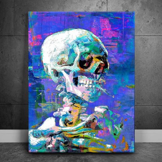 Colorful Van Gogh Smoking Skeleton Posters, Prints, & Visual Artwork TheGoatWallArt PORTRAIT 18x24 0.75" STANDARD
