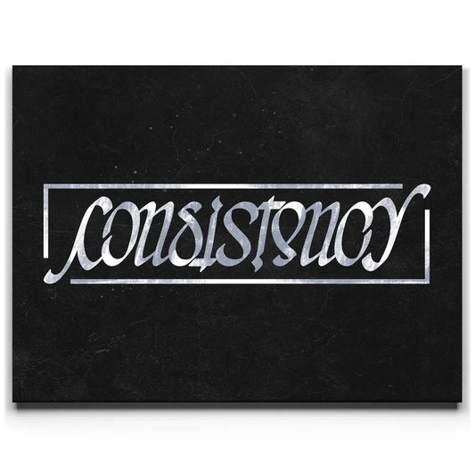 Consistency Ambigram - Grey Posters, Prints, & Visual Artwork TheGoatWallArt LANDSCAPE 24x18 0.75" STANDARD