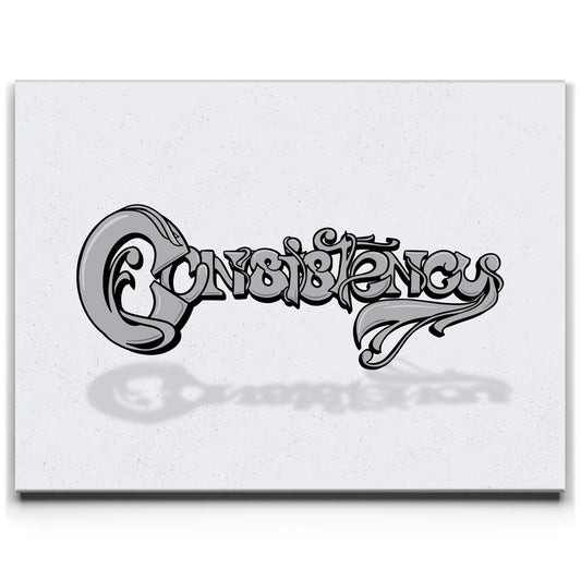 Consistency Key - Black and White Posters, Prints, & Visual Artwork TheGoatWallArt LANDSCAPE 24x18 0.75" STANDARD