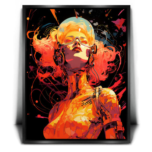 Cyber Synthwave Dreamer Posters, Prints, & Visual Artwork TheGoatWallArt PORTRAIT 18x24 1.70" BLACK FRAME