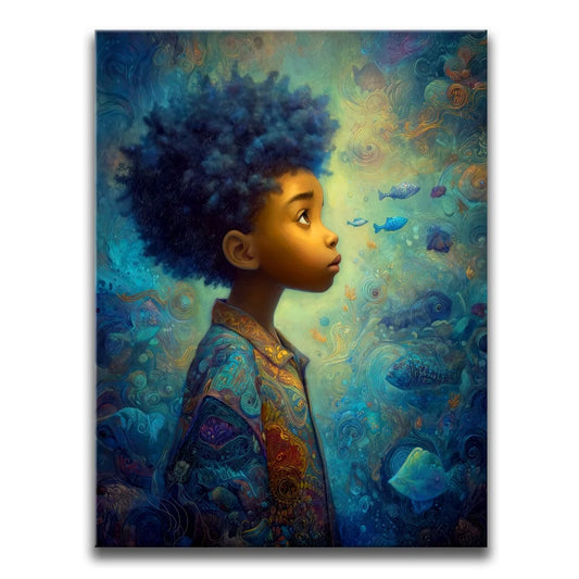Deep Blue Curiosity Posters, Prints, & Visual Artwork TheGoatWallArt PORTRAIT 18x24 0.75" STANDARD