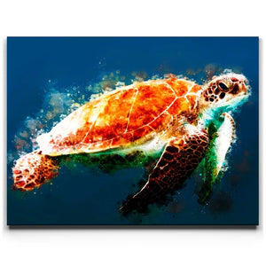 Deep Blue Sea Turtle - Watercolor