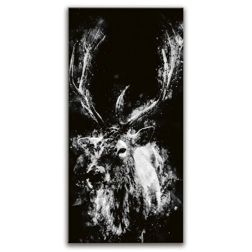 Deer Watercolor Black and White Portrait