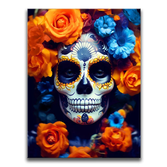 Dia De Los Muertos - Orange & Blue Flowers