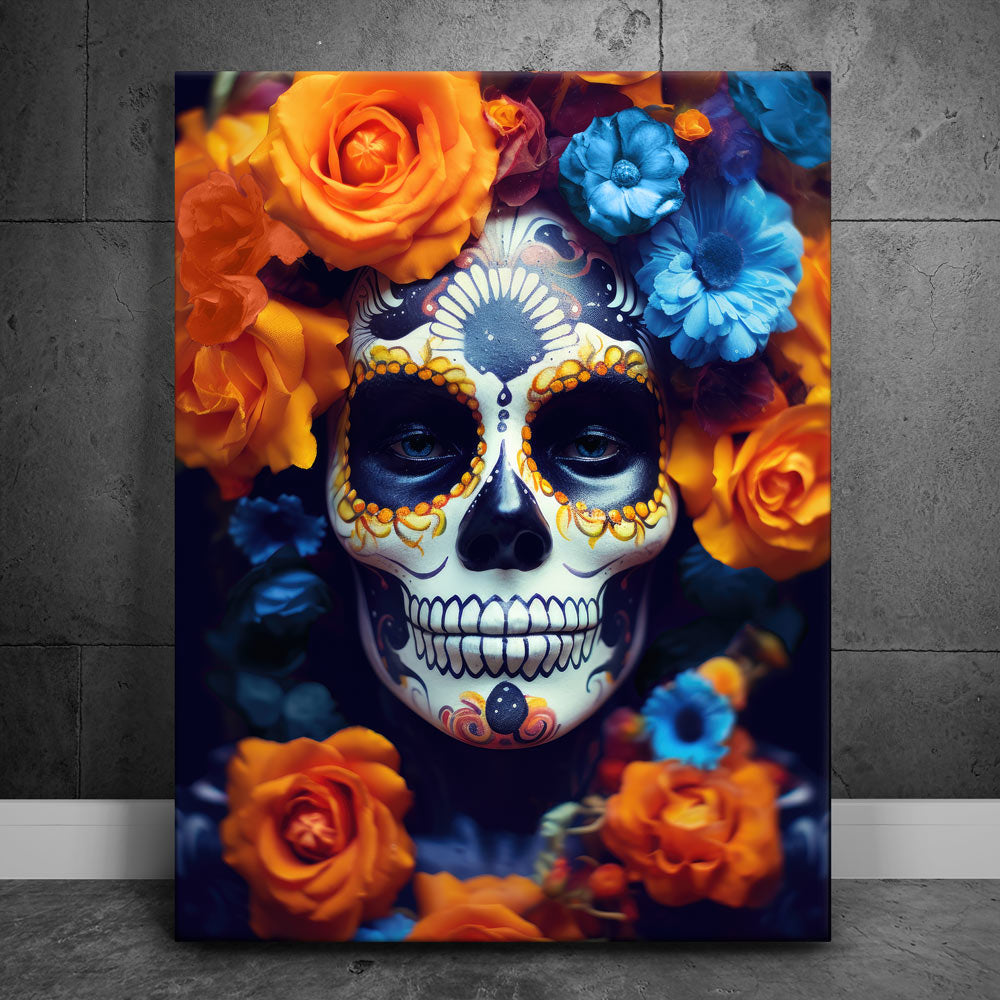 Dia De Los Muertos - Orange & Blue Flowers