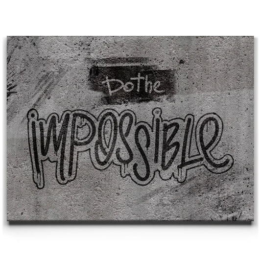 Do The Impossible - Stencil - Black and White II Posters, Prints, & Visual Artwork TheGoatWallArt LANDSCAPE 24x18 0.75" STANDARD