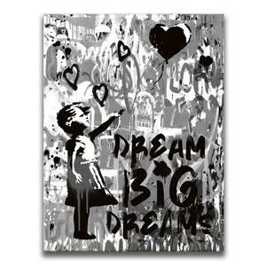 Dream Big Dreams - Banksy Warhol Mashup - Black & White