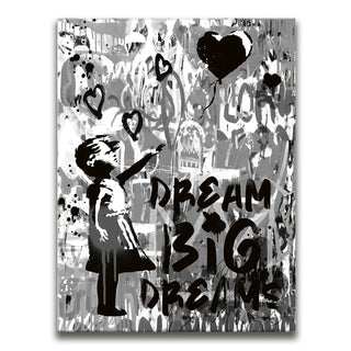 Dream Big Dreams - Banksy Warhol Mashup - Black & White