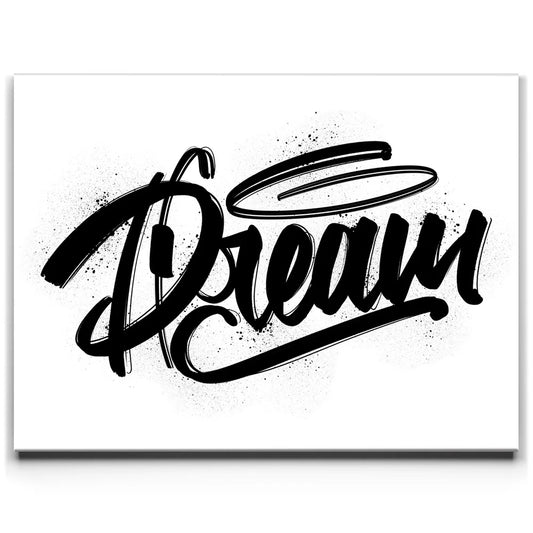 Dream Calligraphy - Black and White I Posters, Prints, & Visual Artwork TheGoatWallArt LANDSCAPE 24x18 0.75" STANDARD