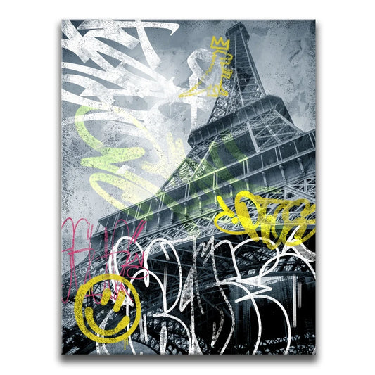 Eiffel Tower - Graffiti Street Art Posters, Prints, & Visual Artwork TheGoatWallArt PORTRAIT 18x24 0.75" STANDARD