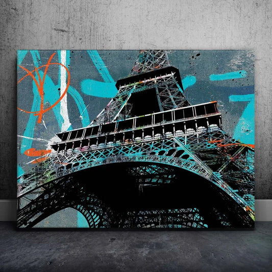 Eiffel Tower Graffiti III Posters, Prints, & Visual Artwork TheGoatWallArt LANDSCAPE 24x18 0.75" STANDARD
