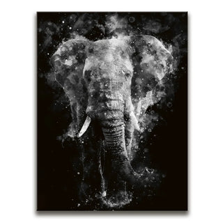Elephant - Watercolor - Black and White