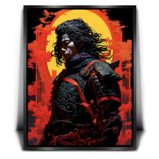 Ember Samurai Posters, Prints, & Visual Artwork TheGoatWallArt PORTRAIT 18x24 1.70" BLACK FRAME