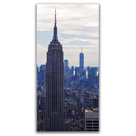 Empire State Building And One World Trade Center Vertical Panorama Posters, Prints, & Visual Artwork TheGoatWallArt PORTRAIT - TALL 15x30 0.75" STANDARD