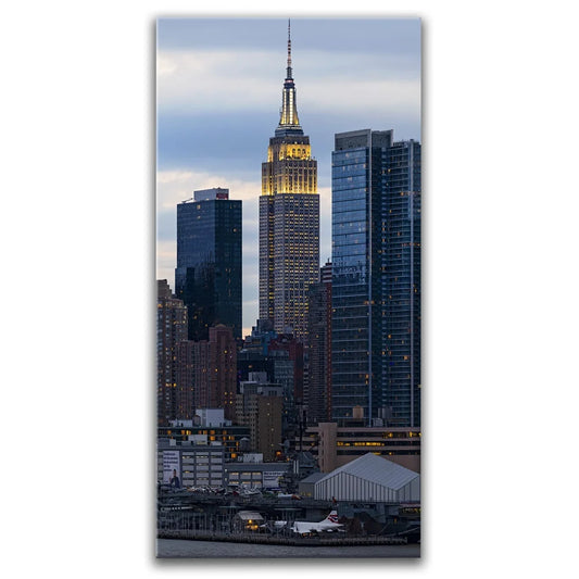 Empire State Building Vertical Panorama At Dusk Posters, Prints, & Visual Artwork TheGoatWallArt PORTRAIT - TALL 15x30 0.75" STANDARD