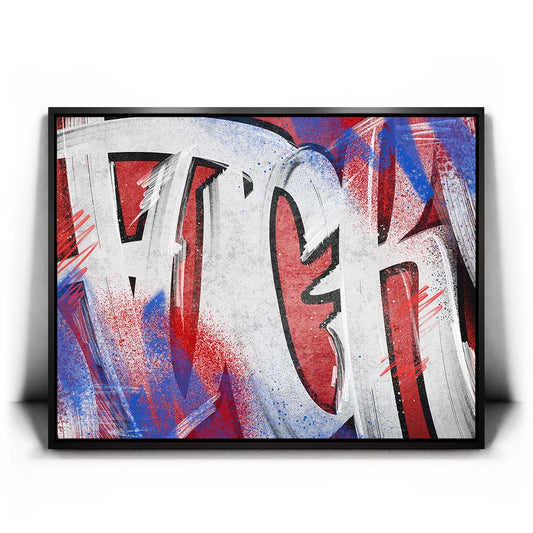 F-ck - Graffiti - White Posters, Prints, & Visual Artwork TheGoatWallArt LANDSCAPE 24x18 1.70" BLACK FRAME