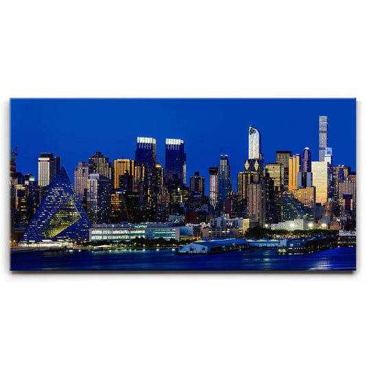 Famous Midtown Manhattan Skyline View At Night - 1 Of 3 Posters, Prints, & Visual Artwork TheGoatWallArt LANDSCAPE - WIDE 30x15 0.75" STANDARD